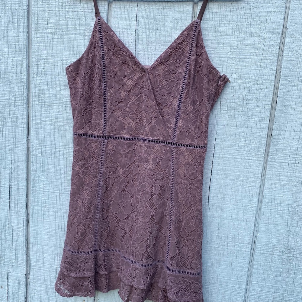 Lulus Lace Mini Dress‎ V-Neck Sleeveless Party Cocktail Dress Large Purple